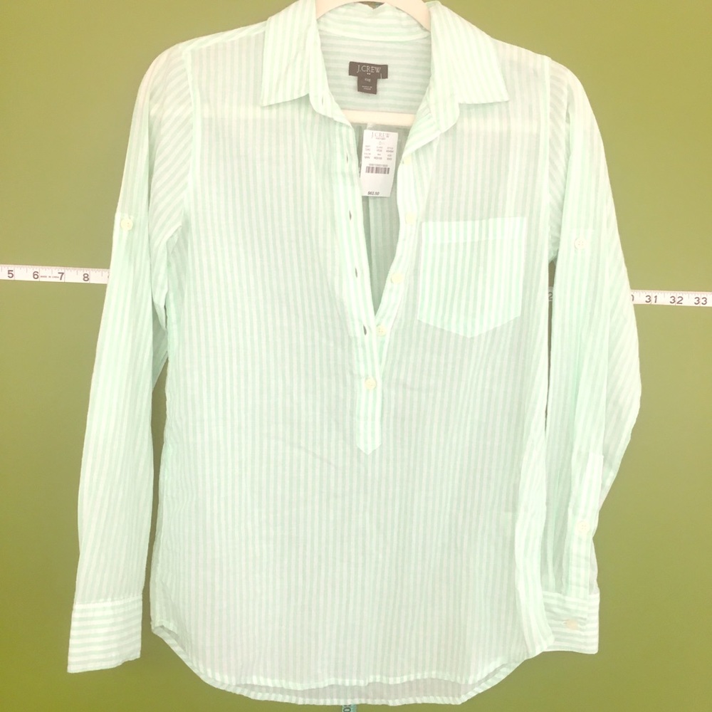 J. Crew white / teal striped popover shirt - XXS
